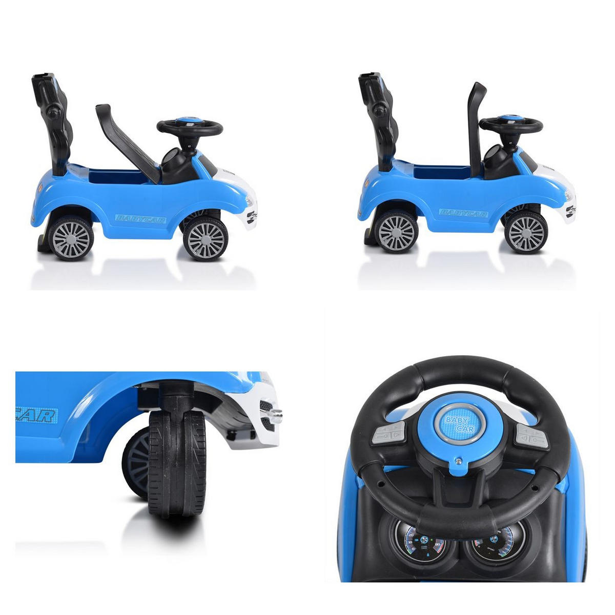 RUTSCHER 2 in 1 Rider 208 blau Rutscher mit Griff, Lehne, Bügel, Fußstütze - Blau, Kunststoff (79/43/90cm) - Moni