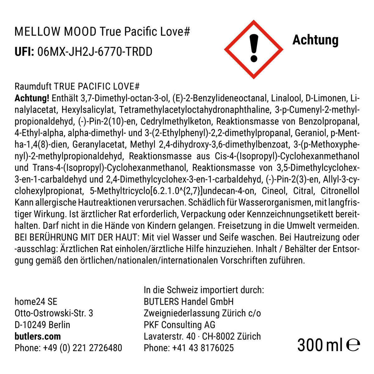 RAUMDUFT MELLOW MOOD True Pacific Love 1000ml - Türkis, Glas (9/29/9cm) - Butlers