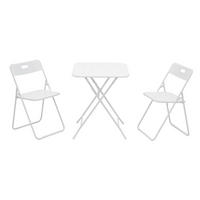 GARTENSET 60/73/60 cm Weiß aus Stahl 3er Set - Weiß, Metall - OKMYHOME