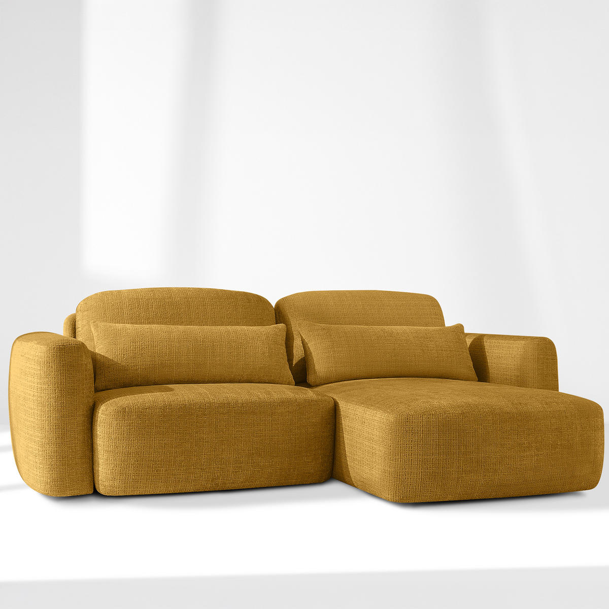 SITZGARNITUR ELOSA - Gelb, Holz/Textil (245/85/165cm) - KONSIMO®