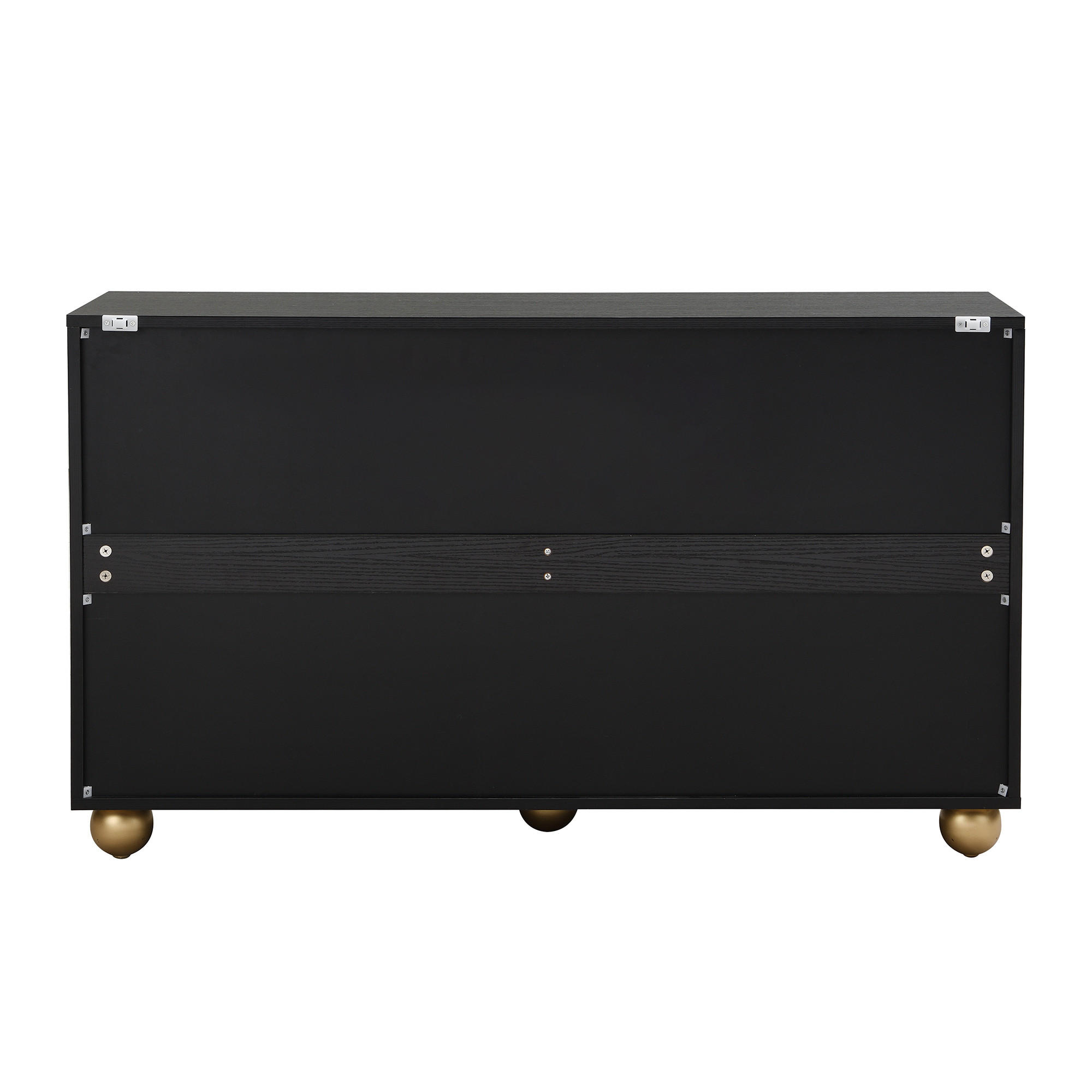 SIDEBOARD in Schwarz Anrichte mit kugelförmigen Beinen für Wohnzimmer und Schlafzimmer, B120/T35/H71.5 cm - Goldfarben/Schwarz, Holzwerkstoff/Metall (120/71.5/35cm) - STILVORA