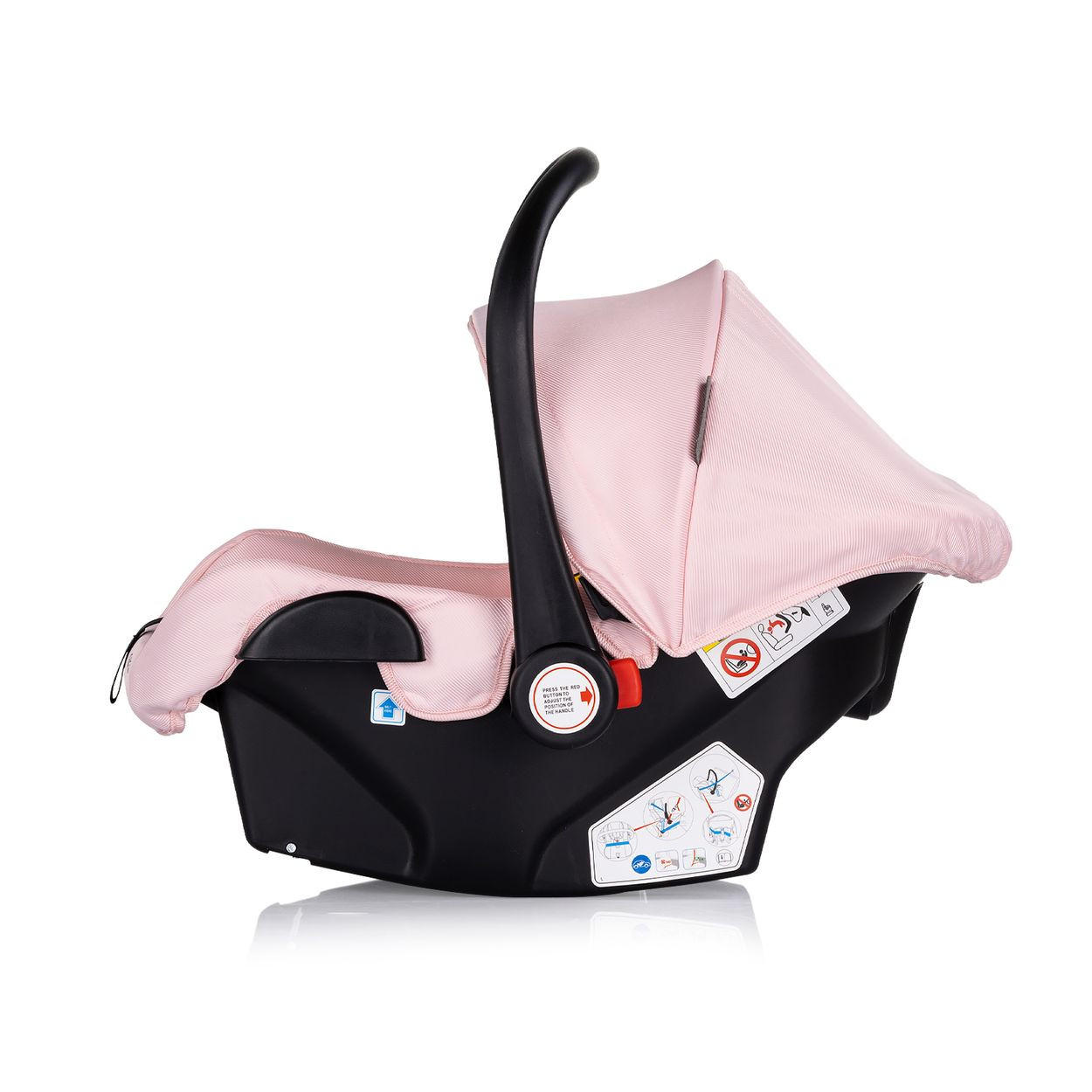BABYSCHALE i-Size Aura schwarz pink (40-85cm) Gruppe 0+, Griff verstellbar, Gurt - Rosa, Kunststoff (39/47/50cm) - Chipolino