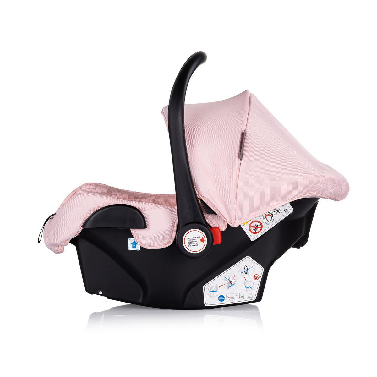 BABYSCHALE i-Size Aura schwarz pink (40-85cm) Gruppe 0+, Griff verstellbar, Gurt - Rosa, Kunststoff (39/47/50cm) - Chipolino