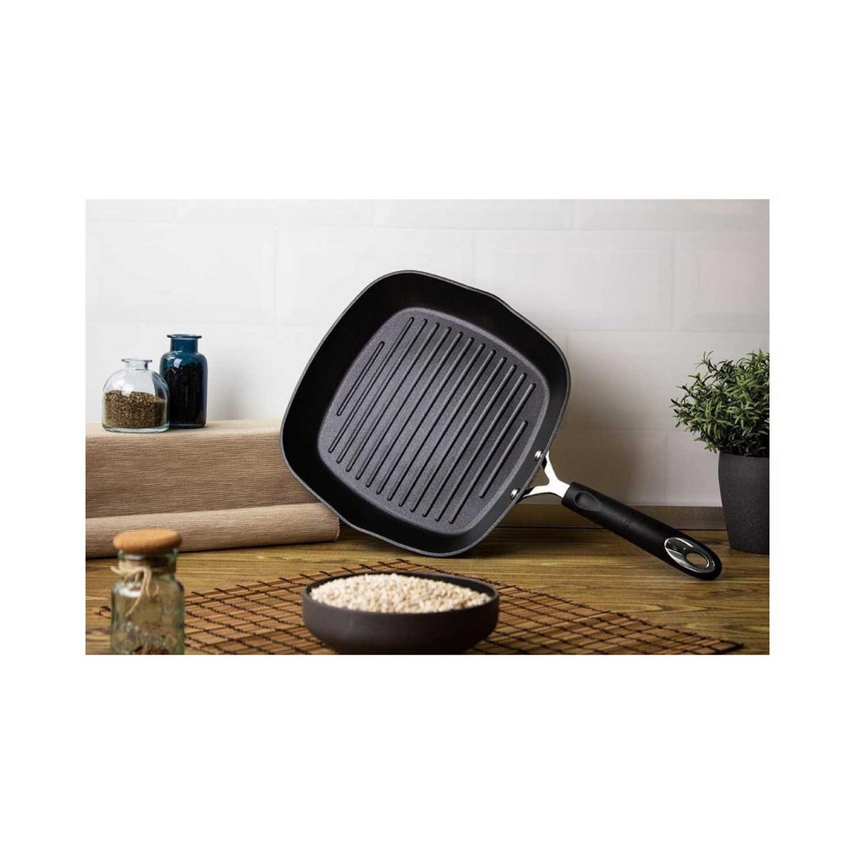 GRILLPFANNE Schwarz 28/28/4.5 cm BH6130 - Schwarz, Glas (28cm) - Berlinger Haus