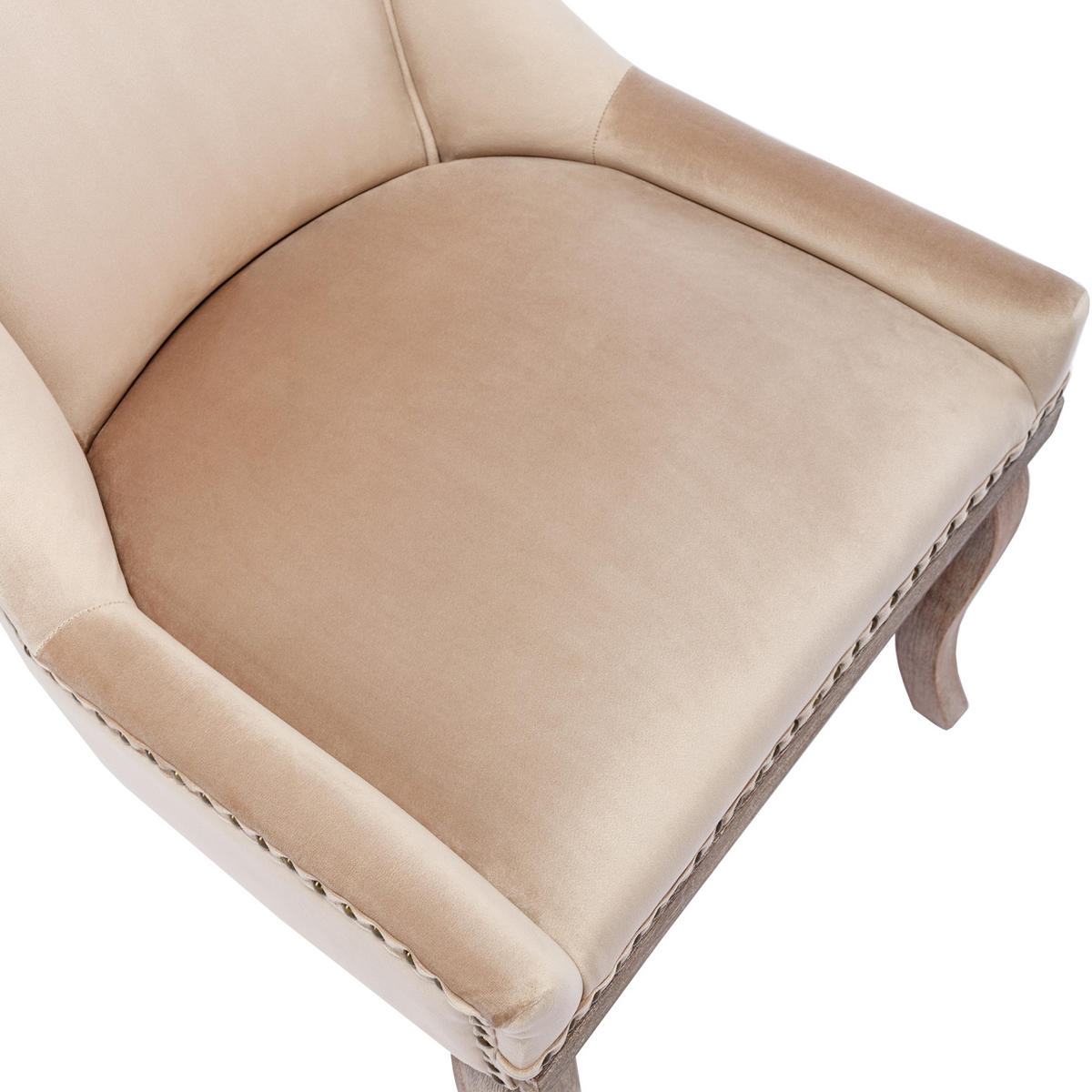 JÍDELNÍ ŽIDLE, sada 2 ks, béžový samet, masivní dřevo - béžová, textil (55/91/61cm) - FLIEKS