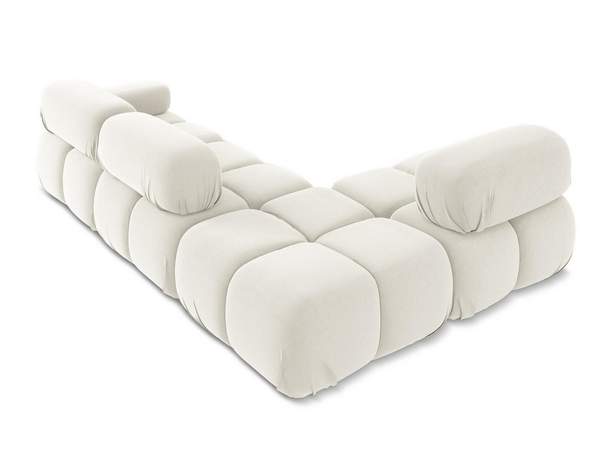 ECKSOFA Links Samt Stoff Beige - Beige/Creme, Kunststoff/Textil (190/285cm) - Makamii
