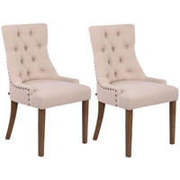 ESSZIMMERSTUHL Aboli, 2er Set Stoff, antik-hell Creme - Hellbraun/Naturfarben, Holz/Textil (55/92/58cm) - TPFLiving