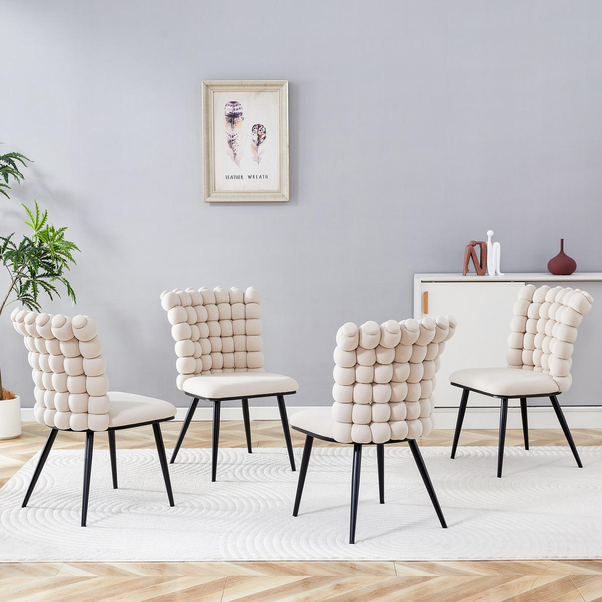 ESSZIMMERSTUHL 2er-Set Samt Off White mit Metallbeinen Schwarz - Weiß, Metall (48/88/54cm) - Meubliv