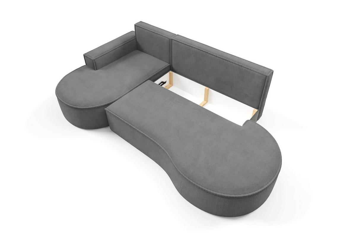 ECKSOFA Flow Graphit, mit Schlaffunktion und Kissen in Curio Stoff, linke seite - Graphitfarben, Holzwerkstoff/Textil (277/157cm) - Bettso