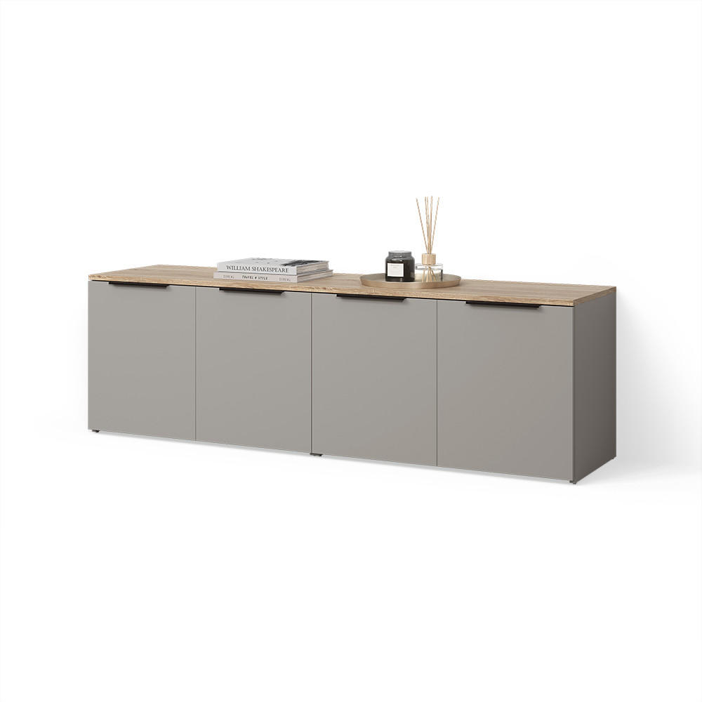 WOHNWAND Piave Greige 2 Teile - Greige, Holzwerkstoff (80/50/40cm) - Livinity®