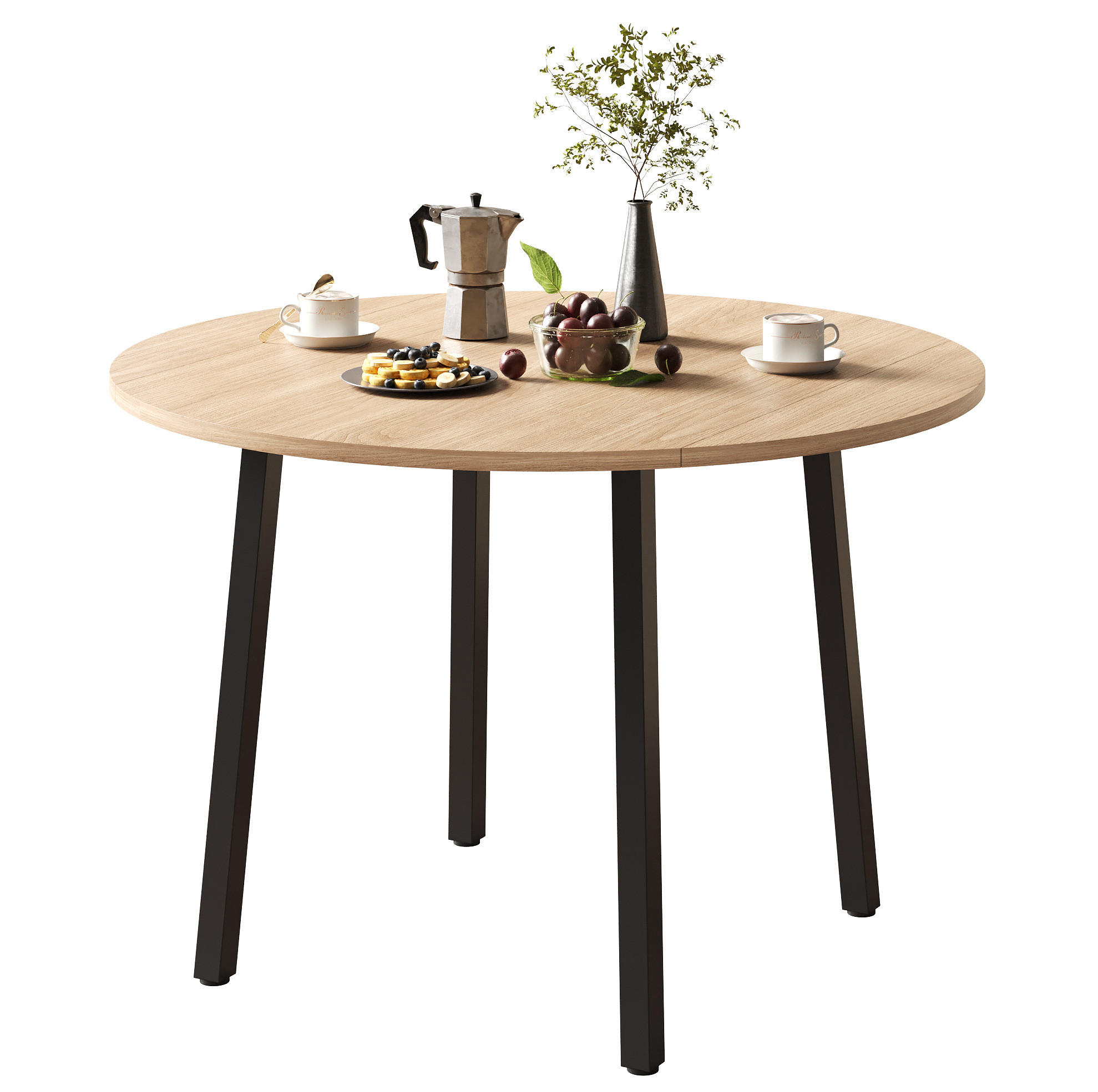 KLAPPTISCH aus MDF 100x100x75 cm Eichefarben mit beidseitig klappbarer Tischplatte und platzsparendem Design - Eichefarben, Holzwerkstoff (100/100/75cm) - Modfu