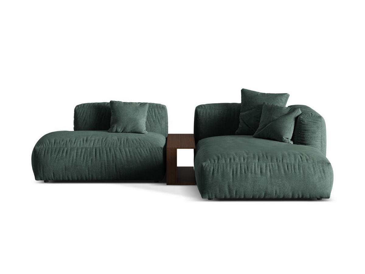 ECKSOFA modular rechts Martina aus Samt petrol 2 Sitzplätze - Salbeigrün, Textil (176/285cm) - Micadoni