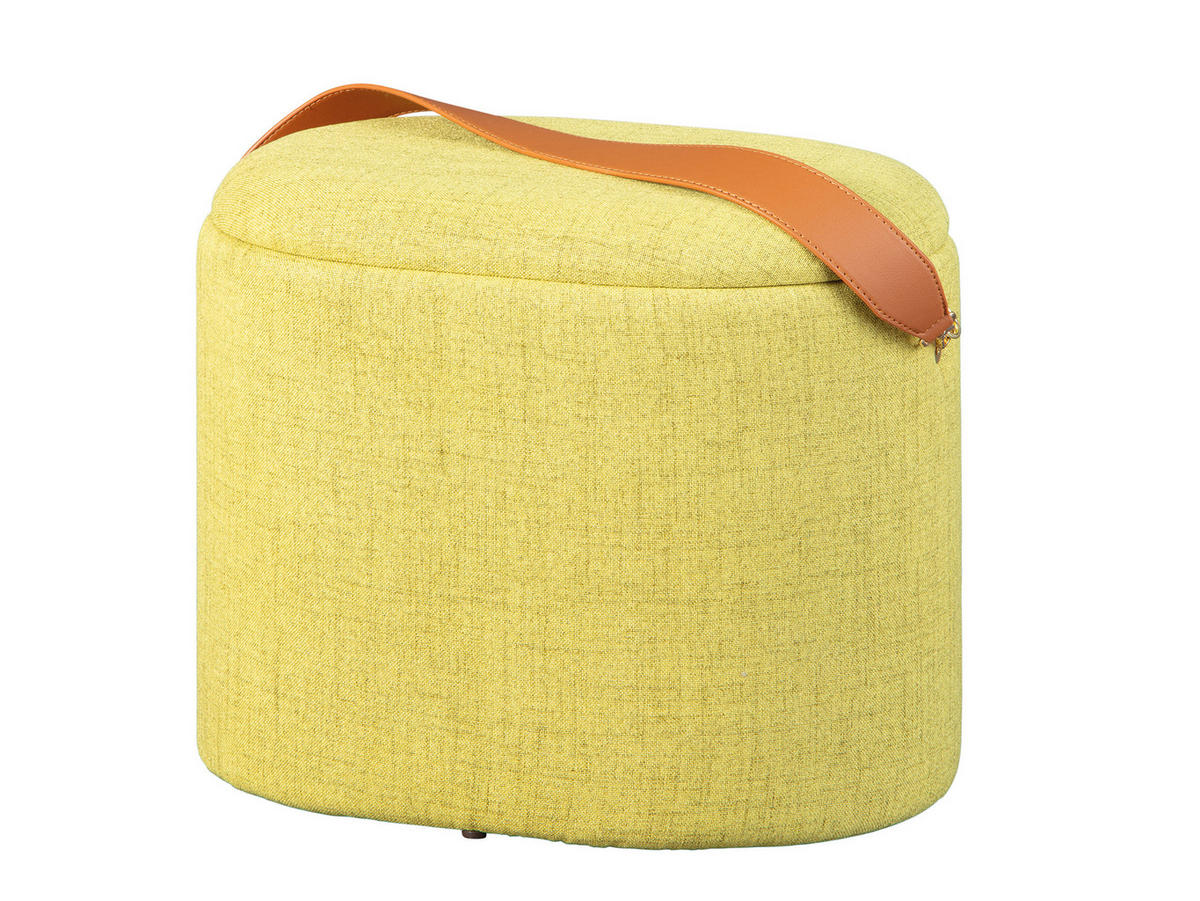 POUF gelbgrün und braun - Gelb, Holzwerkstoff (42/36/30cm) - ebuy24