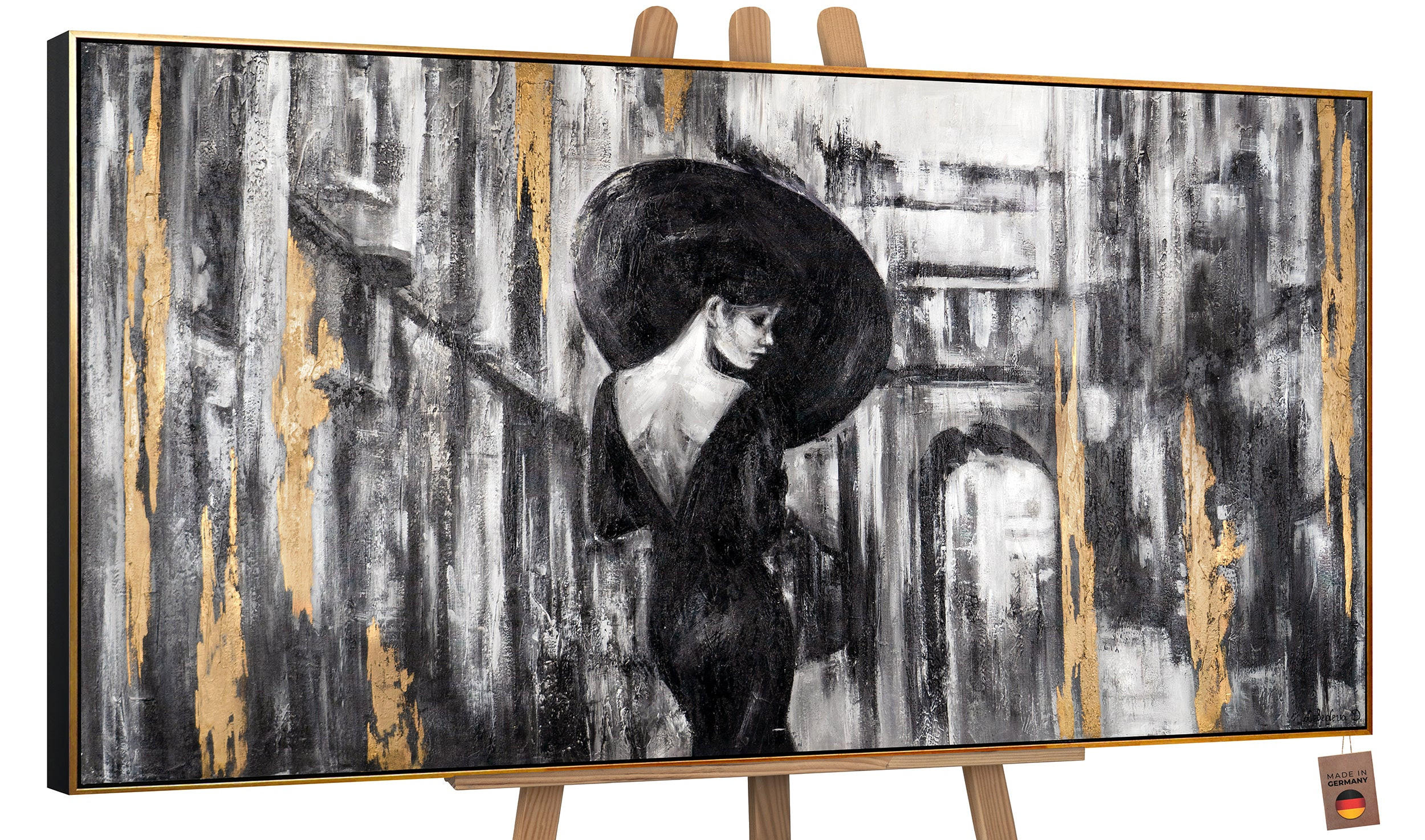 GEMÄLDE Filmstreifen Schattenfugenrahmen Schwarz-Gold 160x80 cm - Schwarz Hochglanz, Holz (160/80cm) - YS-art gallery