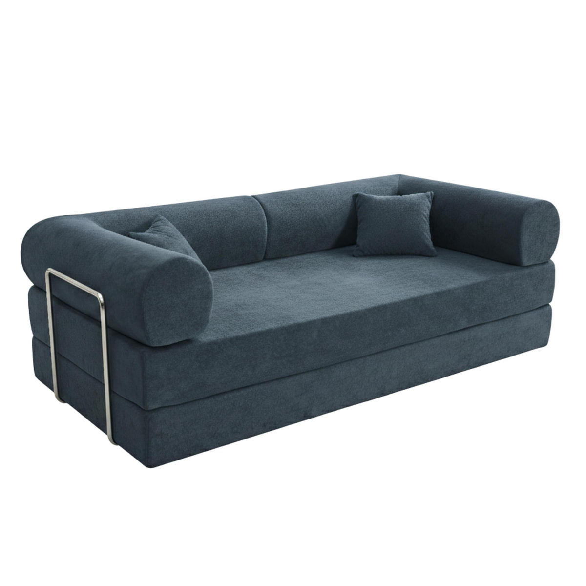 SCHLAFSOFA mit 2 Sitzplätzen, Dunkelblau - Blau, Textil (204/67/102cm) - Oviala