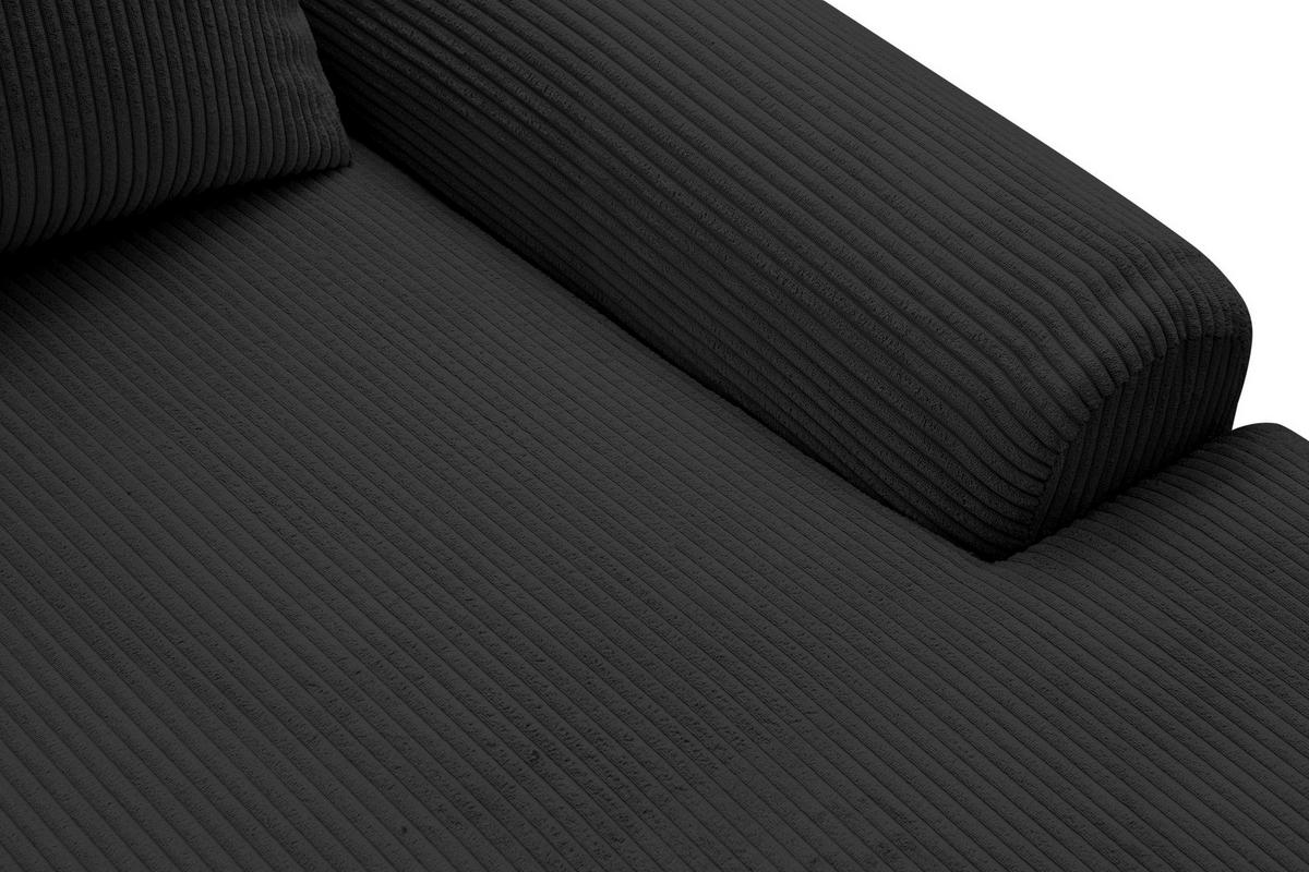 ECKSOFA Dream Cord in L-Form mit Schlaffunktion und Bettkasten, Farbe: Schwarz, Cordstoff, Ottomane Rechts - Schwarz, Textil (260/136cm) - VENASI MÖBEL
