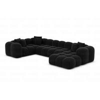 WOHNLANDSCHAFT Cloud Schwarz Samtstoff - Schwarz, Kunststoff (314/72/184cm)