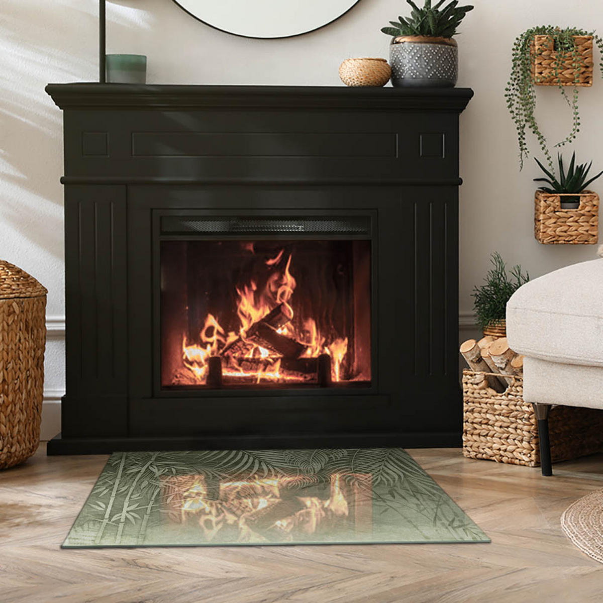 GLASPLATTE für Kamin 80x60 cm - Grün, Glas (80/60/0.4cm) - TULUP