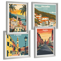 BILDER SET 4er Set - 50x50 cm & 40x60 cm Silberner Rahmen - Stadt- und Naturlandschaften - Silberfarben, Kunststoff (50/50cm) - TULUP
