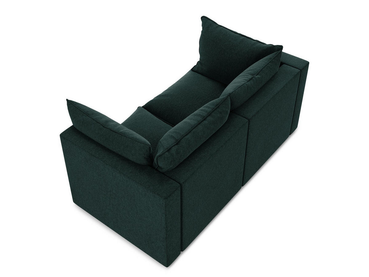 2-SITZER SOFA Samt Stoff Grün - Schwarz/Olivgrün, Holzwerkstoff/Kunststoff (180/77/90cm) - Makamii
