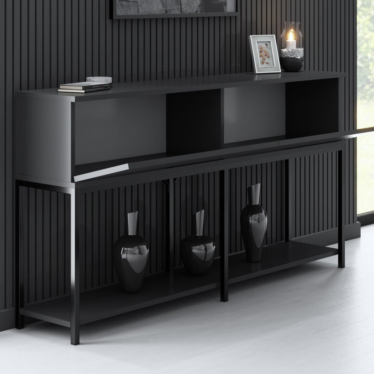 KONSOLE 2 Schwingtüren L150 cm - Lord - Anthrazit, Holzwerkstoff (150/30/80cm) - Calicosy