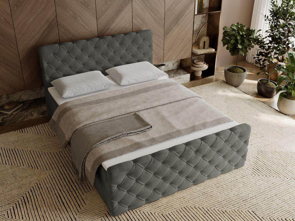 BOXBETT Lunaris 180x200 Dunkelgrau - Dunkelgrau, Holz/Textil (180/200cm) - Graingold