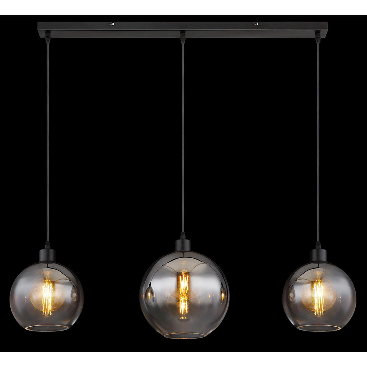 HÄNGELEUCHTE Rauchglas Grau 3-flammig - Grau, Glas (95/25/120cm) - Globo Lighting