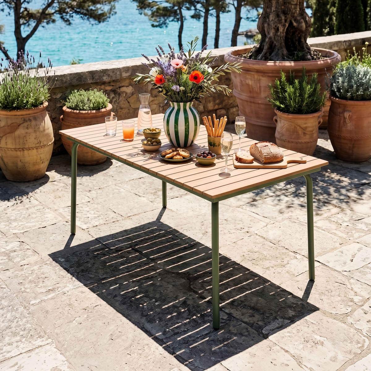 GARTENTISCH, Braun - Braun, Metall (160/90/77cm) - Oviala
