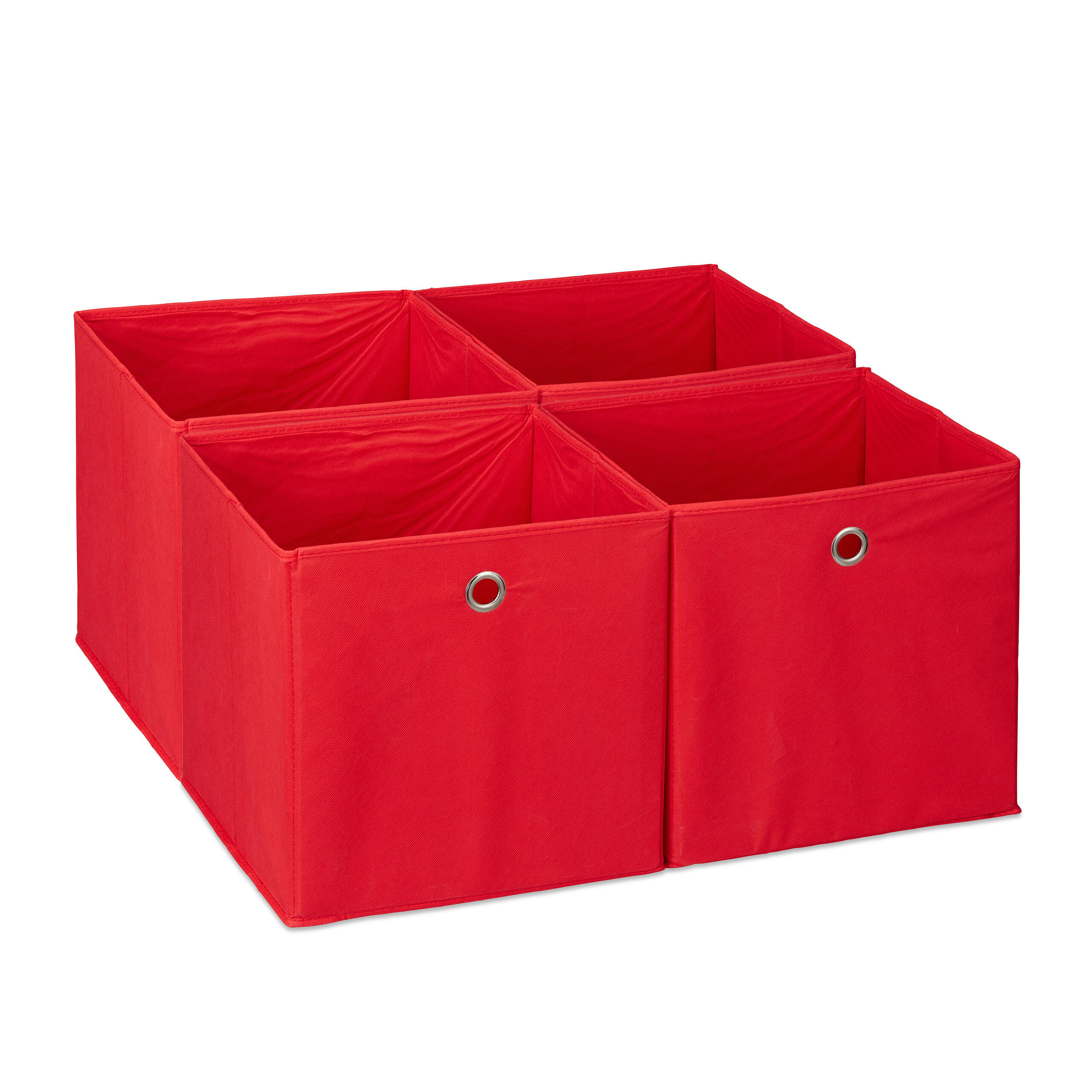4XAUFBEWAHRUNGSBOX - Rot, Wellpappe/Textil (30/30/30cm) - Relaxdays