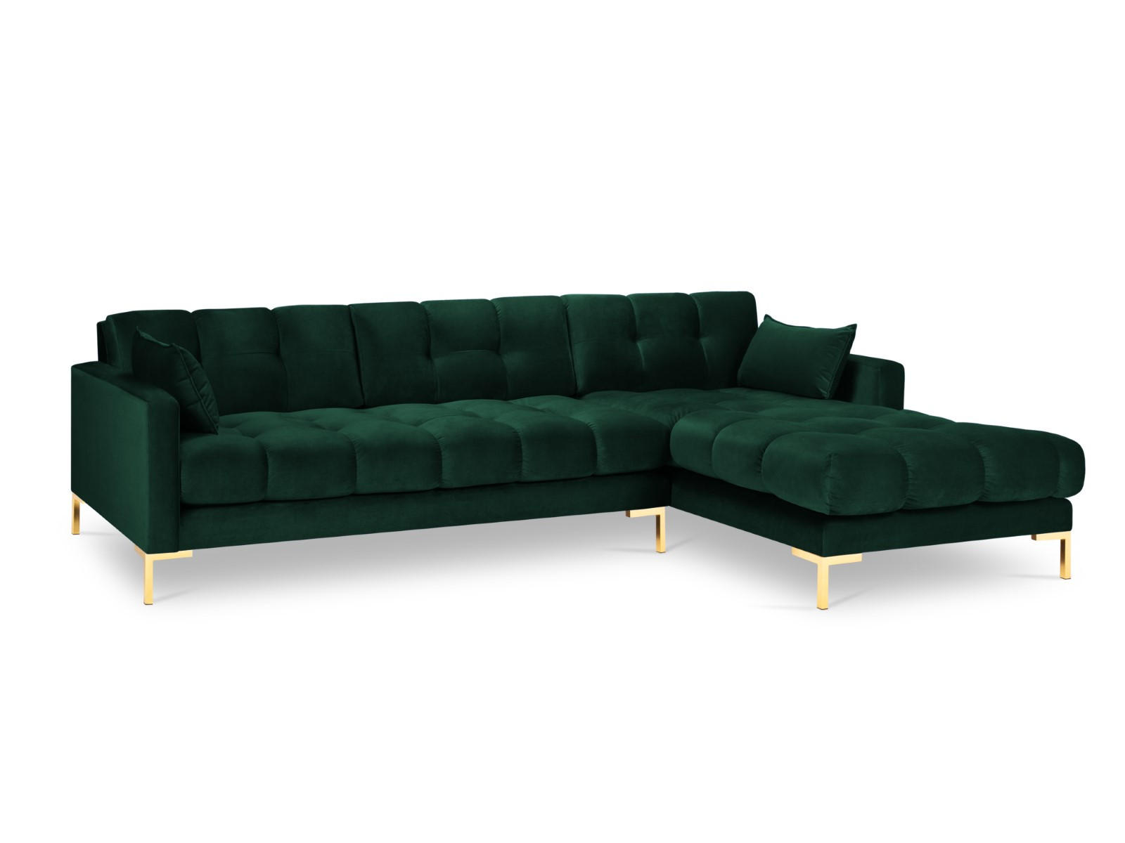 ECKSOFA rechts Mamaia aus Samt flaschengrün 5 Sitzplätze - Grün, Textil (185/293cm) - Micadoni