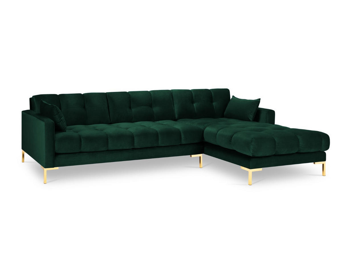 ECKSOFA rechts Mamaia aus Samt flaschengrün 5 Sitzplätze - Grün, Textil (185/293cm) - Micadoni