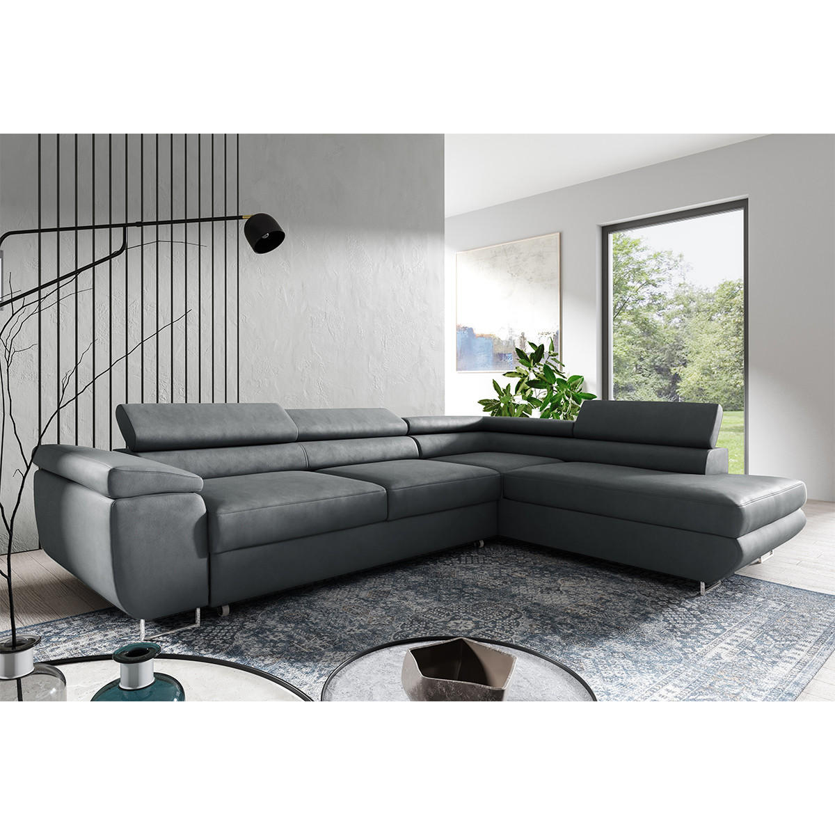 ECKSOFA Lyam 4 Sitzplätze Dunkelgrau - Grau, Holzwerkstoff (271/201cm) - Petits-meubles
