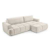 ECKSOFA VASTO Beige Geflochtener Stoff mit Schlaffunktion - Beige, Holz (261/152cm) - MASSENO