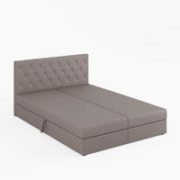 BOXBETT CRYSTAL 140/200 cm, in Beige, Velours-Stoff, Bettkasten, Matratze, Topper - Beige, Textil (140/20cm) - Barchello