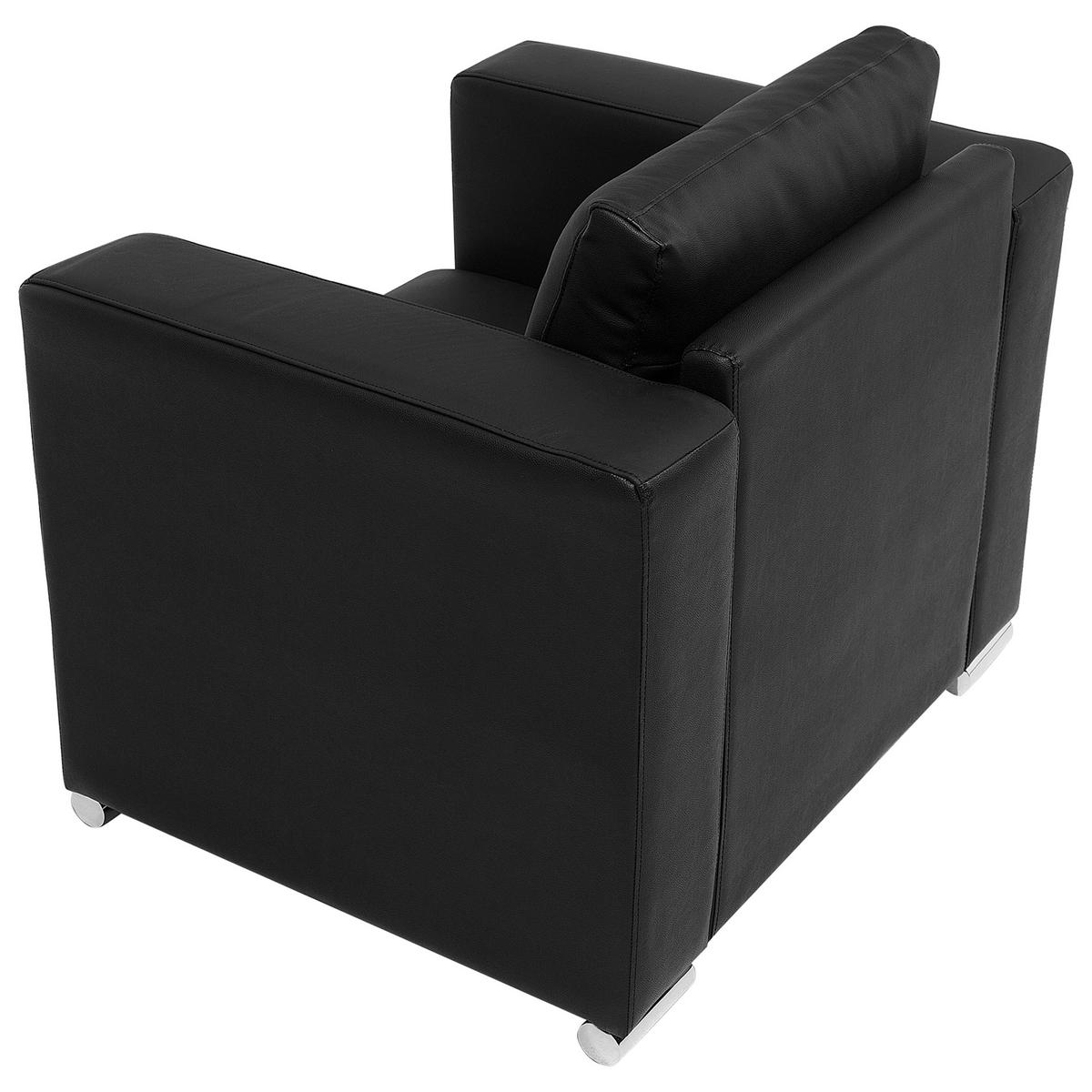 SESSEL Leder schwarz Helsinki - Silberfarben/Schwarz, Leder (96/72/76cm) - Beliani