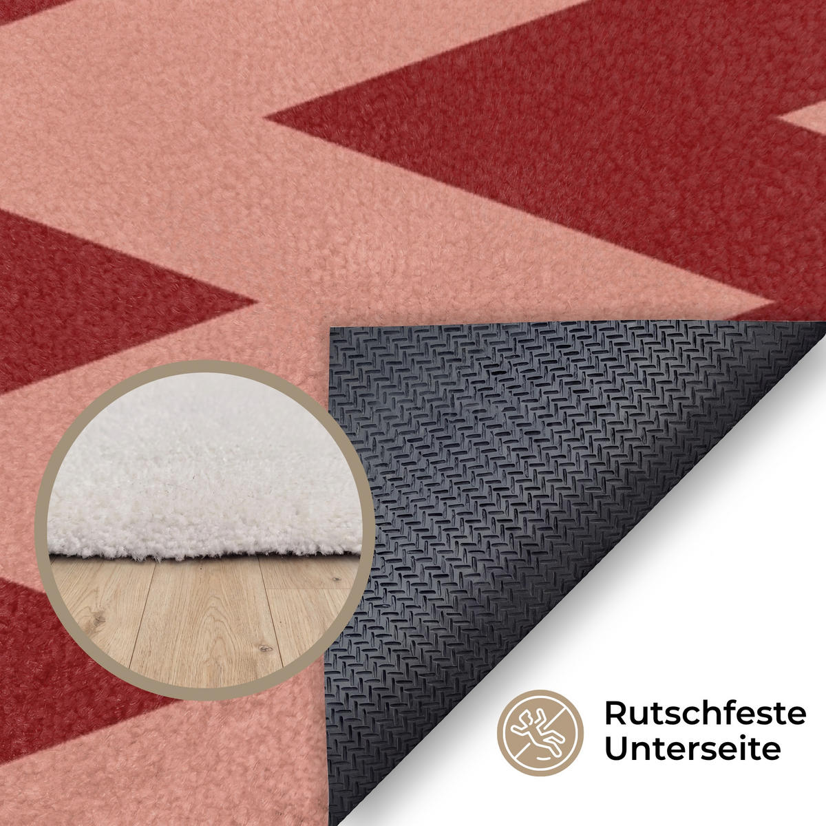 KOBERCE - Cikcak - Pruhy - Vzor - Červená - 90x150 cm - červená, textil/plast (90/0.4cm) - OnlyWow