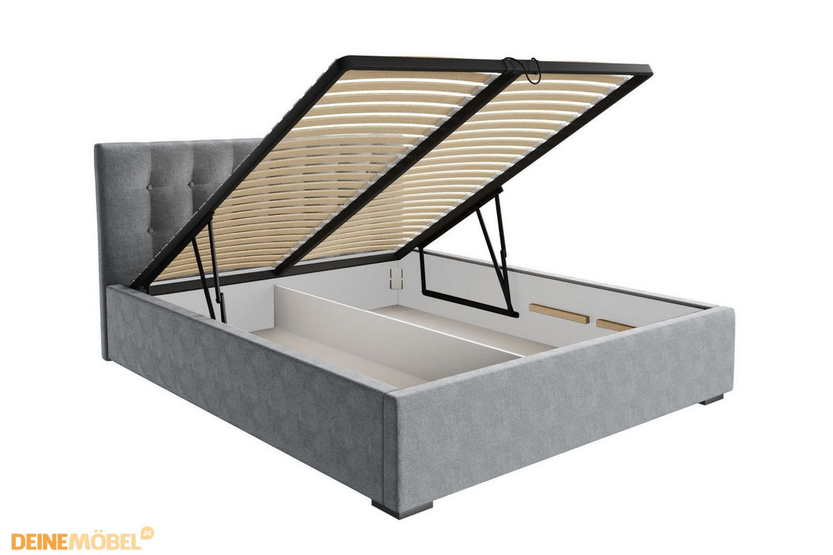 POLSTERBETT RICARDO 200/200 in Velours Ecru - Ecru, Holz/Holzwerkstoff (200/200cm) - Deine Möbel 24