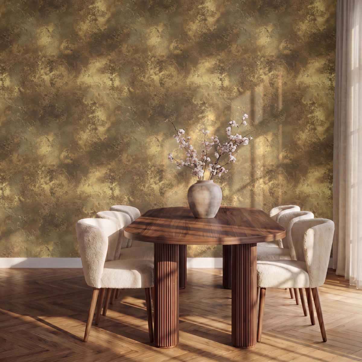 TAPETE - Antik - Metallic-Look - Gold - 300x220 cm - Messingfarben, Papier (300/220cm) - OnlyWow