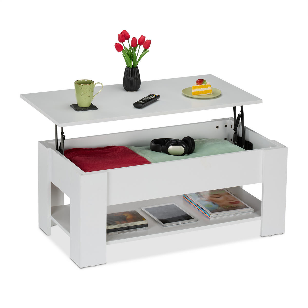 COUCHTISCH - Weiß, Holzwerkstoff/Metall (50/98/42cm) - Relaxdays