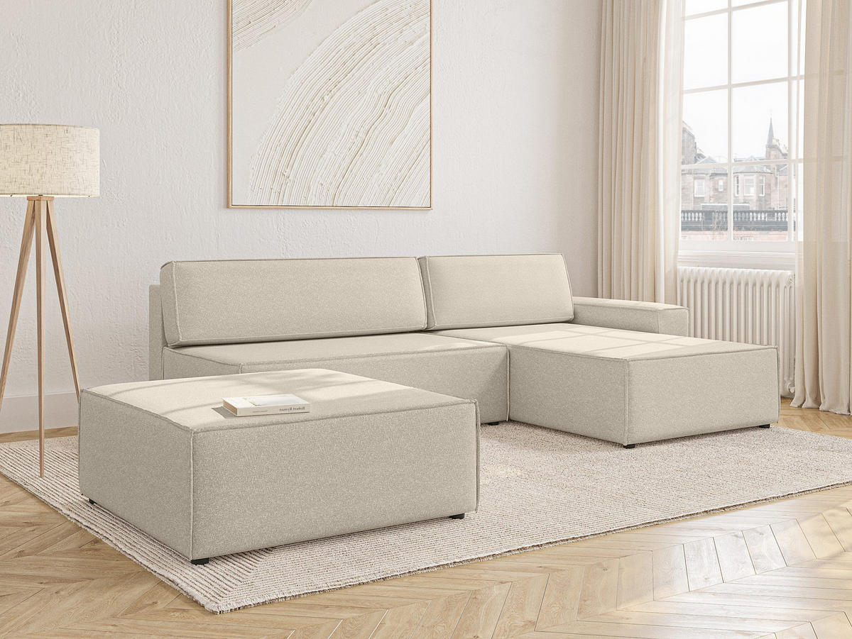 ECKSOFA Lummo La mit Schlaffunktion, Beige - Beige, Textil (363/185cm) - Fedve