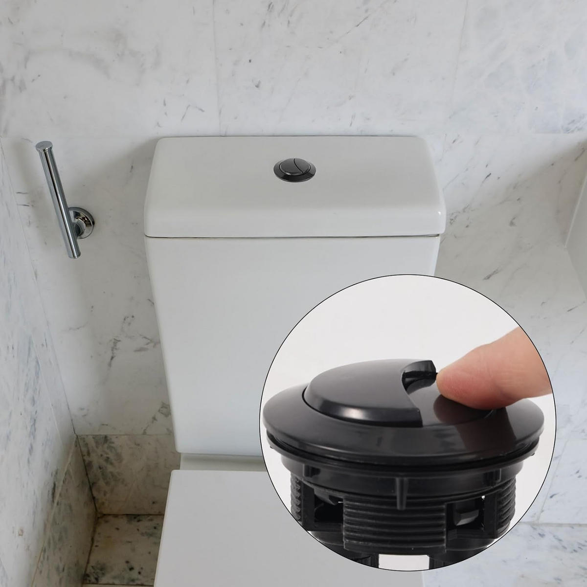 WC-SPÜLTASTE, Doppelstift, schwarz, Durchmesser 4.7CM - Schwarz, Kunststoff (8/12/8cm)