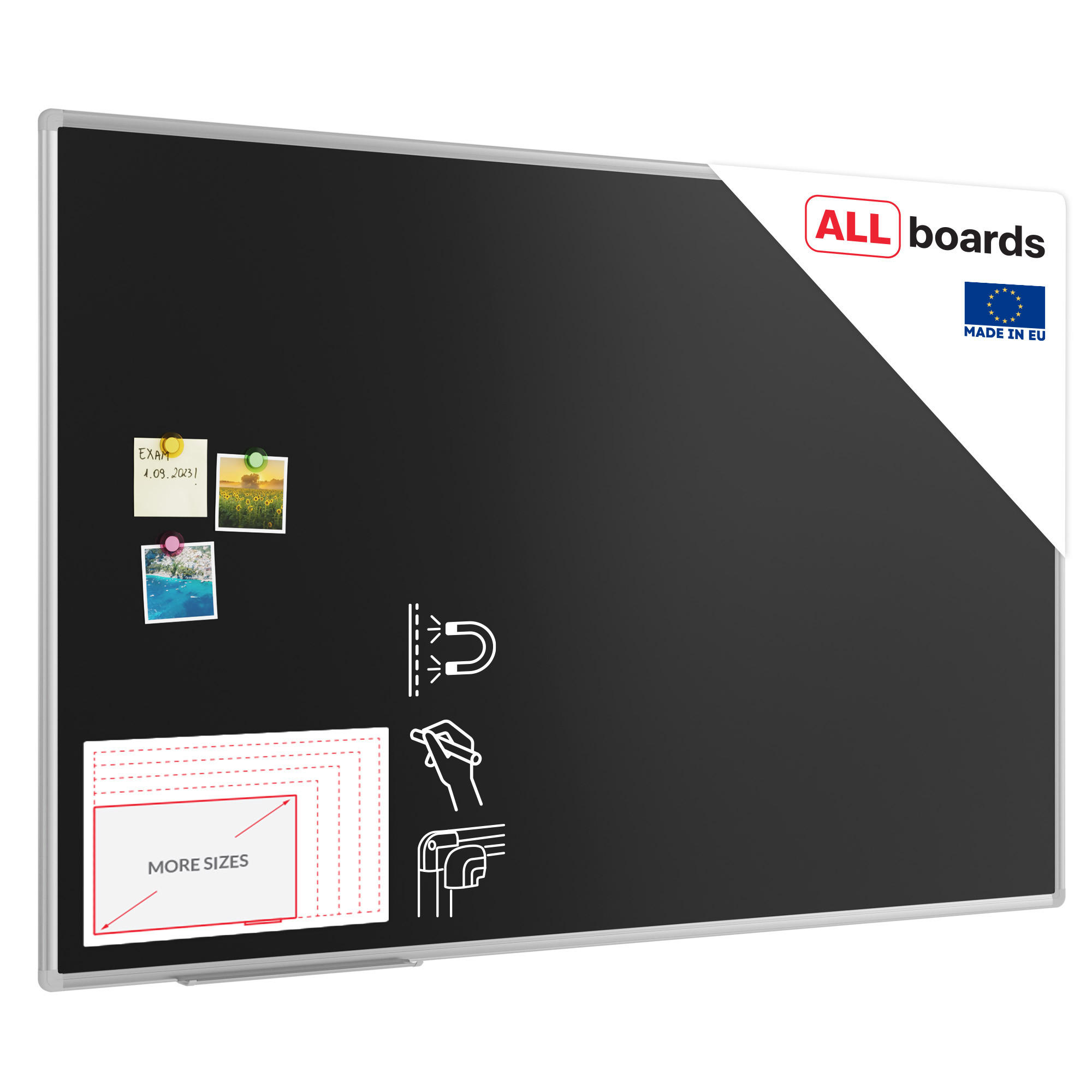 KREIDETAFEL mit Alurahmen Premium EXPO 150x100cm - Schwarz, Metall (150/100/1.6cm) - ALLboards