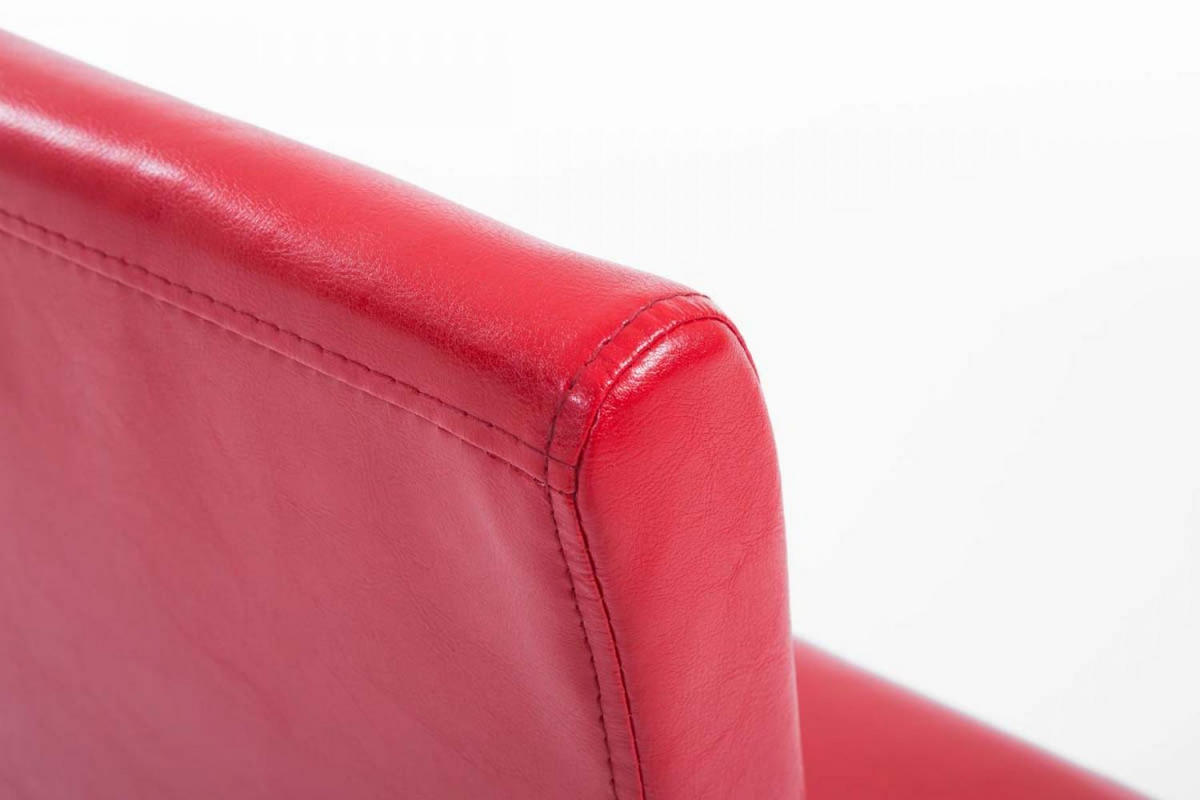 STUHL Lederlook rot - Eukalyptusholzfarben/Rot, Holz/Textil (41/91/47cm) - CLP