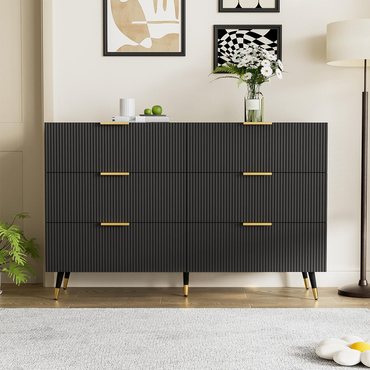 SIDEBOARD modern Schubladen Stauraum Kommode elegant - Schwarz, Holzwerkstoff (40/77/120cm) - FLIEKS