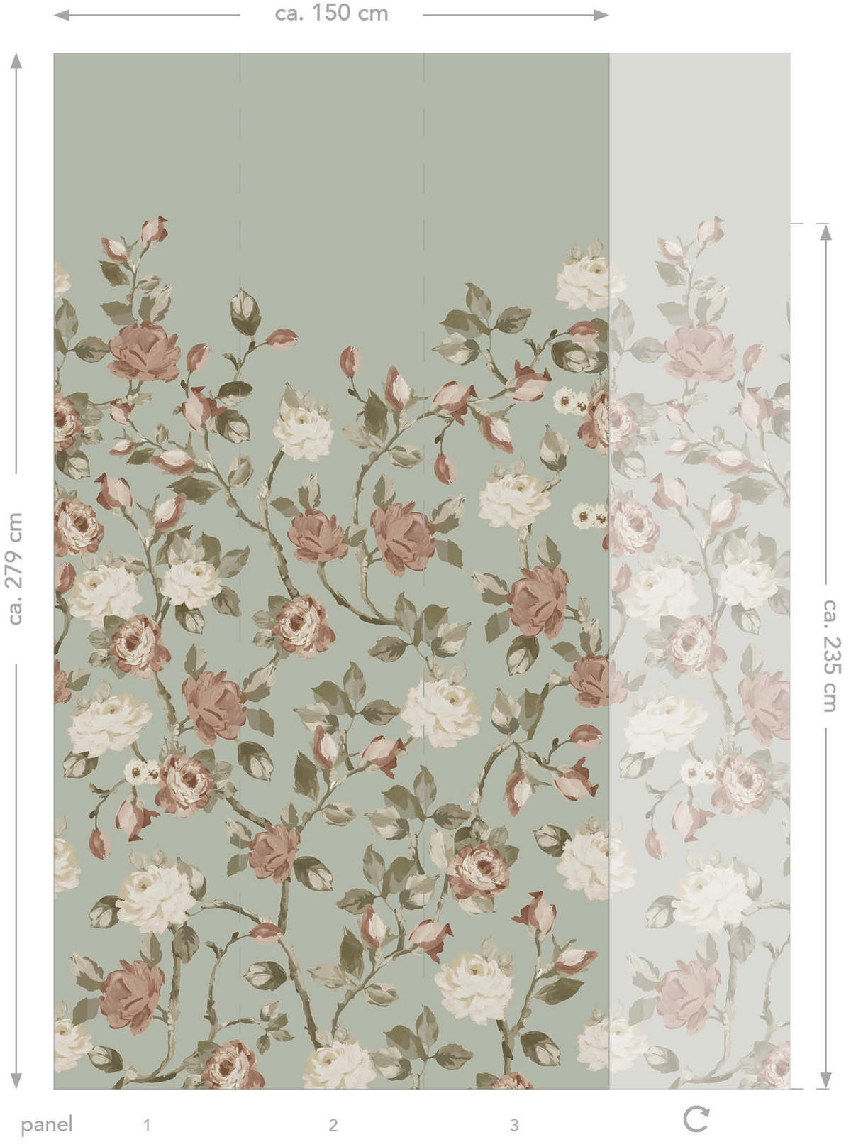 FOTOTAPETE Blumenmuster 150 x 279 cm - Grün, Papier (150/279cm) - ESTAhome