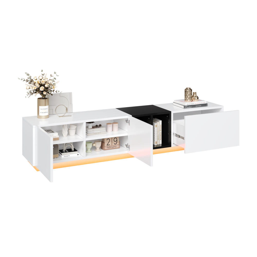 TV-SCHRANK in Schwarz-Weiß mit Schubladen und Fächern 190/40/35 cm - Weiß, Holzwerkstoff (190/35/40cm) - Redom