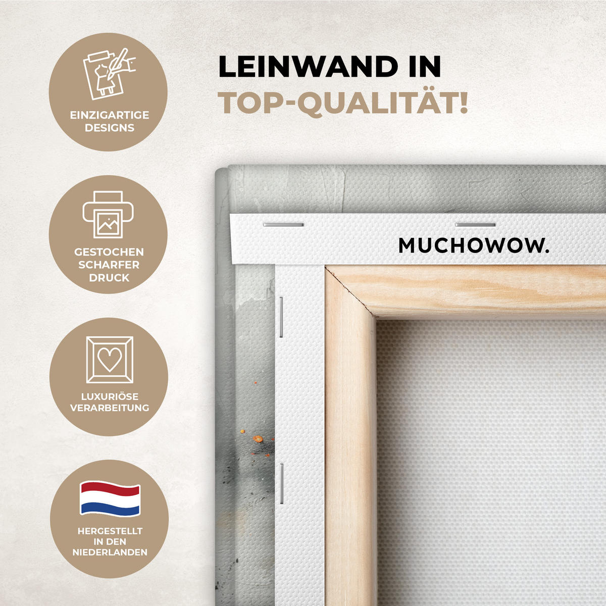 LEINWANDBILD Moderne Kunst - Orange - Grau - Abstrakt Deko Schlafzimmer 30x20 cm - Hellgrau, Textil (30/20cm) - MuchoWow