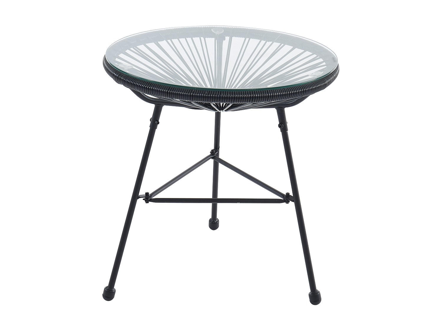 GARTENBEISTELLTISCH - 2 Personen - Harz, Glas - Schwarz - - Schwarz, Glas (50/50/50cm) - Vente-Unique
