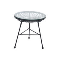 GARTENBEISTELLTISCH - 2 Personen - Harz, Glas - Schwarz - - Schwarz, Glas (50/50/50cm) - Vente-Unique