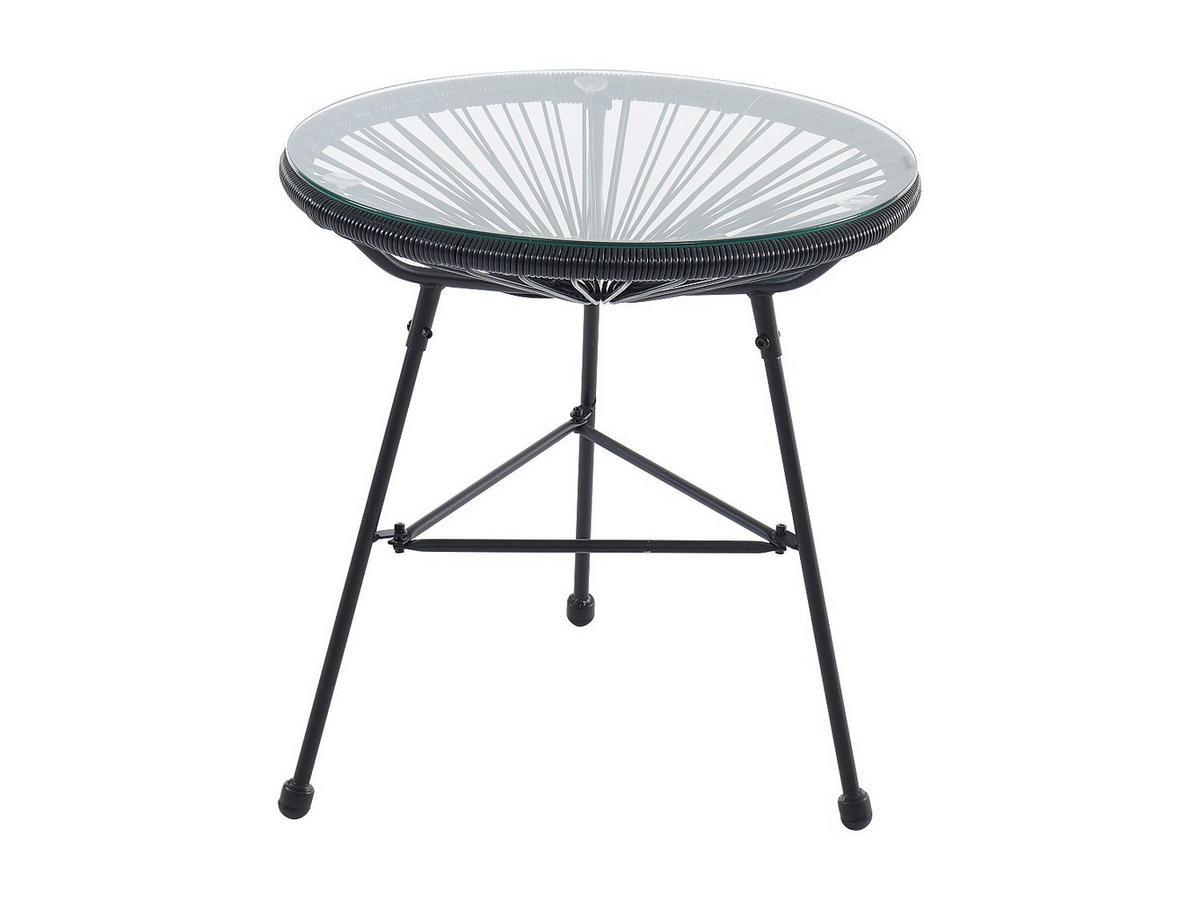GARTENBEISTELLTISCH - 2 Personen-Sitzer - Harz, Glas - Schwarz - - Schwarz, Glas (50/50/50cm) - Vente-Unique